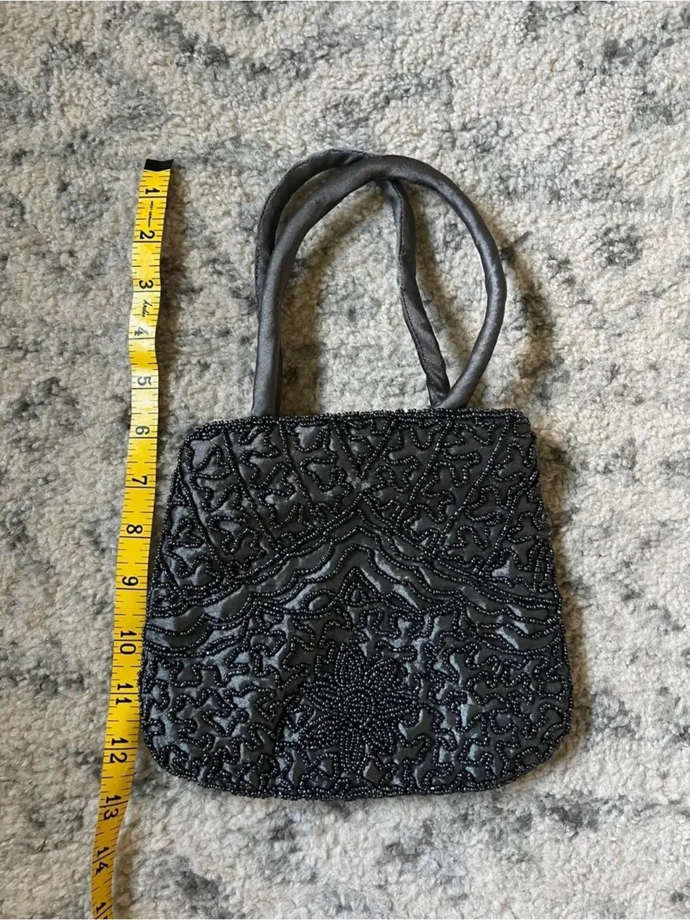 Beaded Grey Mini Purse